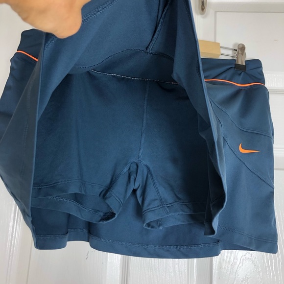 Nike Dri Fit Stretchy Blue Gray Orange Waist Band Pleated Tennis Golf Skort XL - Picture 4 of 15